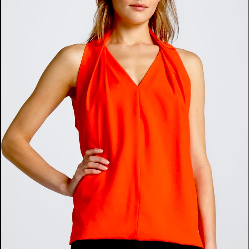 NWT Diane Von  Furstenberg Reagan draped sleeveless top, coral